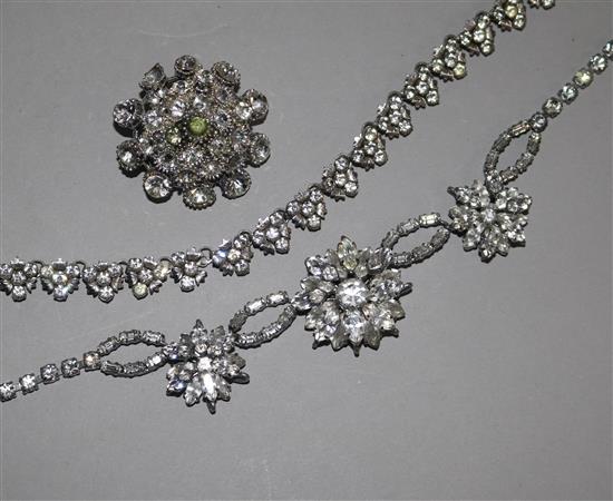 Three 1940s/1950s items of costume jewellery.